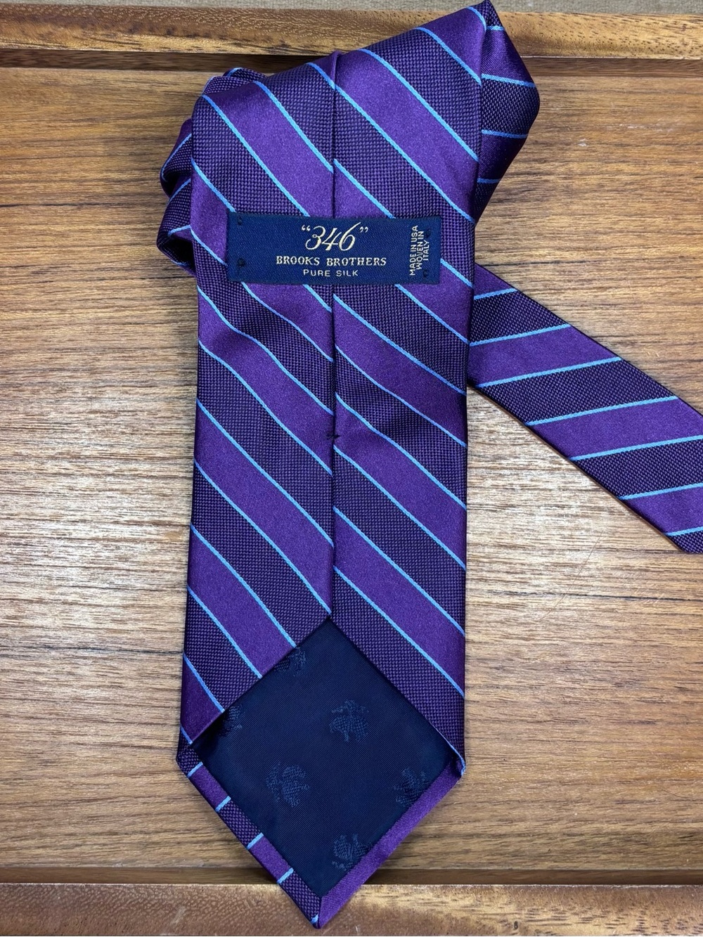 Brooks Brothers Purple Tie with Turquoise Stripes